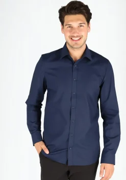 MARVELIS body fit overhemd, donkerblauw