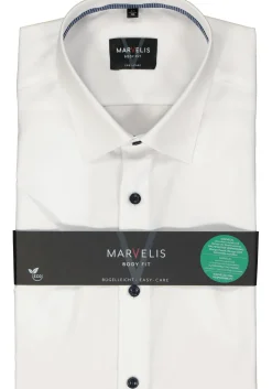 MARVELIS body fit overhemd, korte mouw, popeline, wit