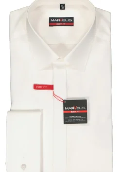 MARVELIS body fit smoking overhemd, popeline, off-white