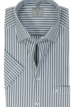 MARVELIS comfort fit overhemd, korte mouw, popeline, donkerblauw gestreept
