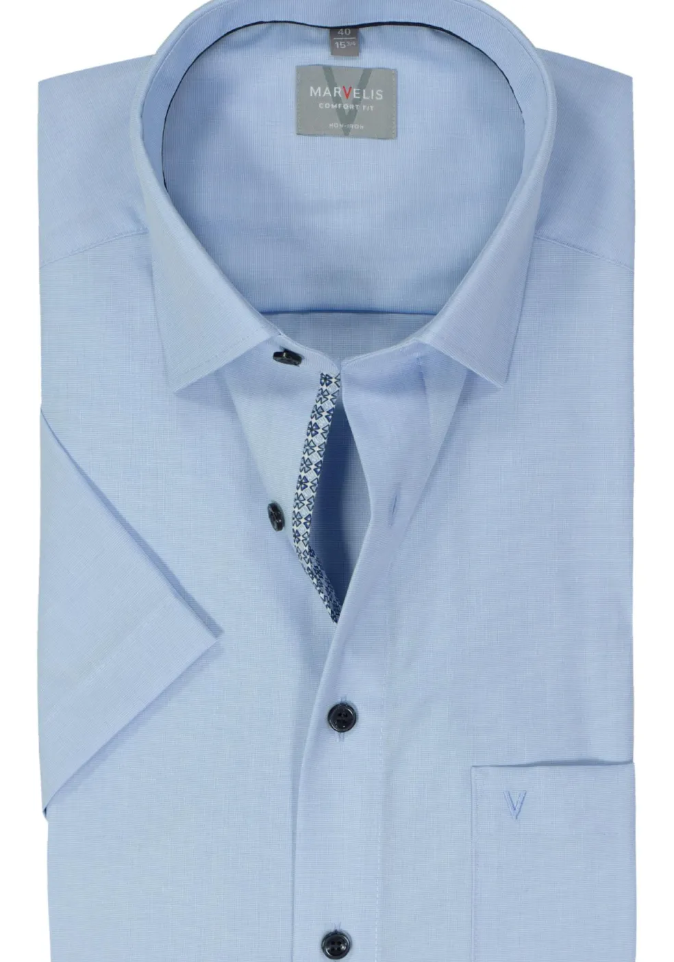MARVELIS comfort fit overhemd, korte mouw, popeline, lichtblauw