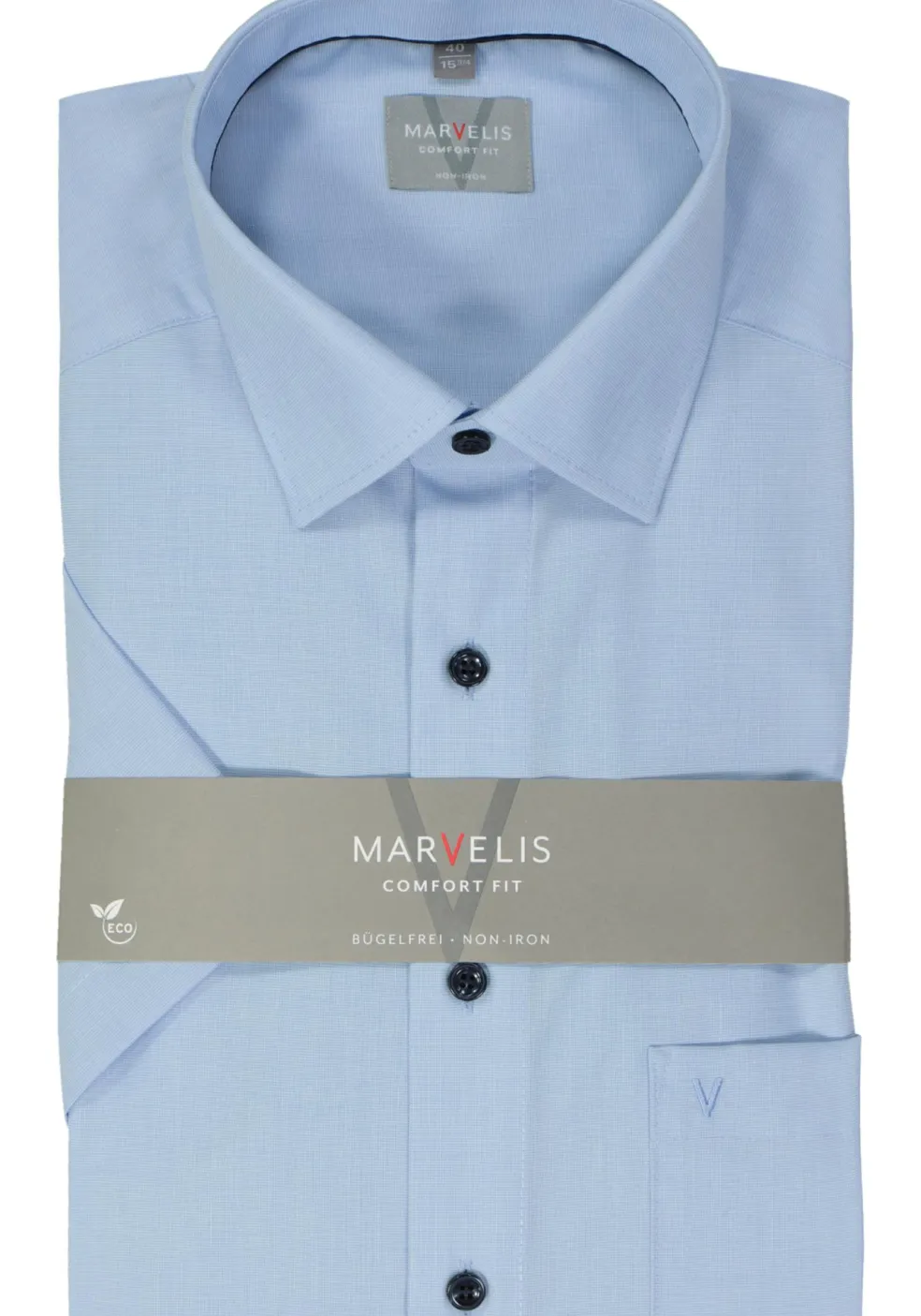 MARVELIS comfort fit overhemd, korte mouw, popeline, lichtblauw