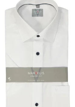 MARVELIS comfort fit overhemd, korte mouw, popeline, wit