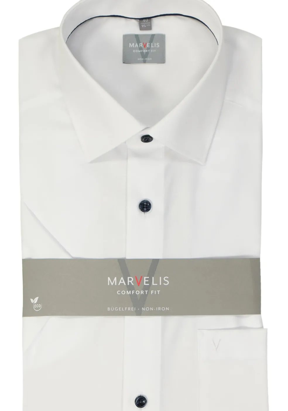 MARVELIS comfort fit overhemd, korte mouw, popeline, wit