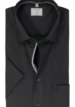 MARVELIS comfort fit overhemd, korte mouw, popeline, zwart