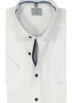 MARVELIS comfort fit overhemd, korte mouw, structuur, wit