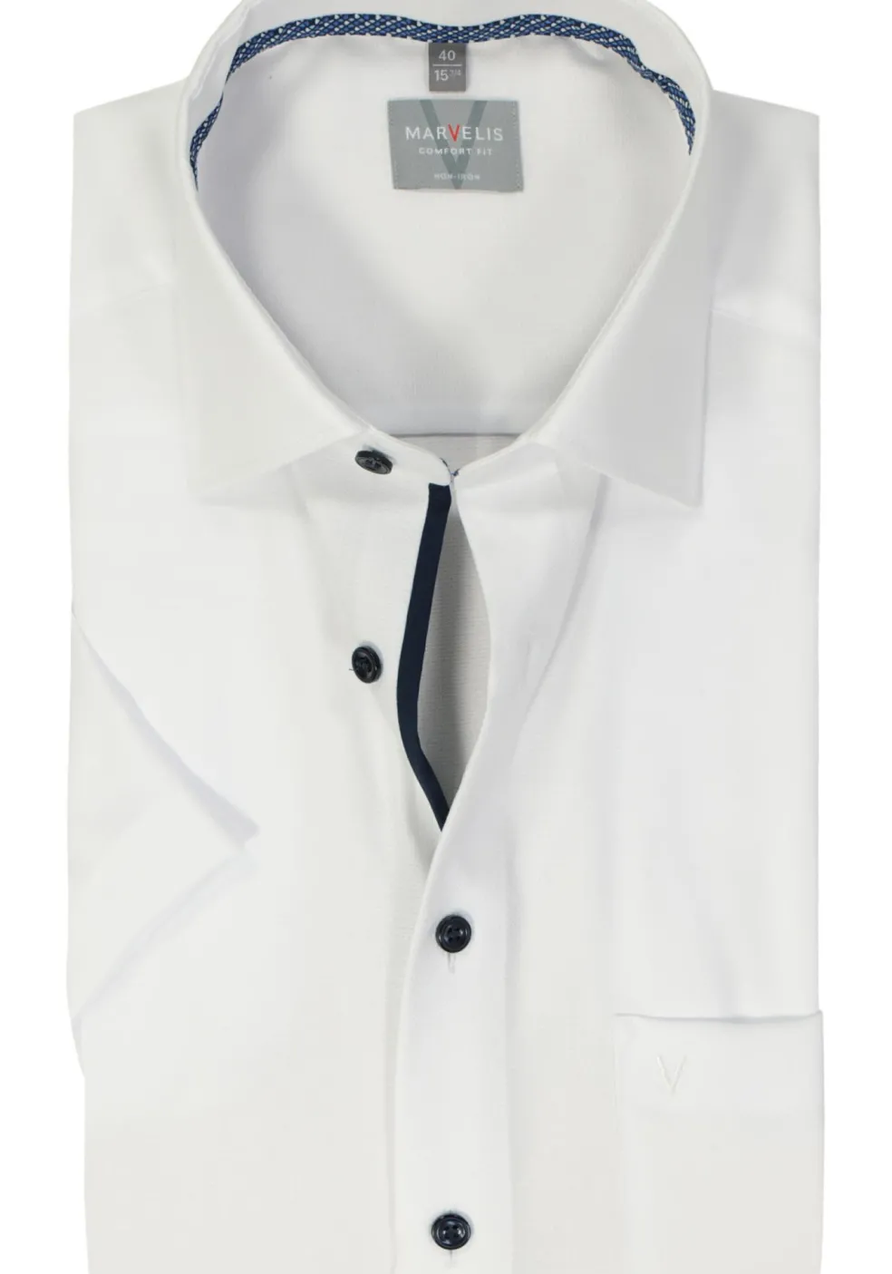 MARVELIS comfort fit overhemd, korte mouw, structuur, wit