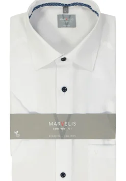 MARVELIS comfort fit overhemd, korte mouw, structuur, wit