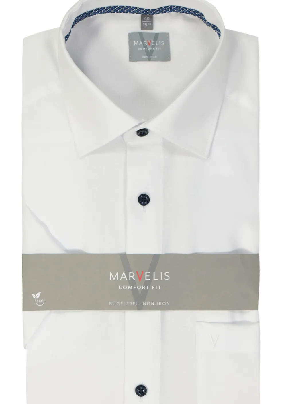 MARVELIS comfort fit overhemd, korte mouw, structuur, wit