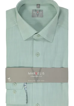 MARVELIS comfort fit overhemd, popeline, lichtgroen