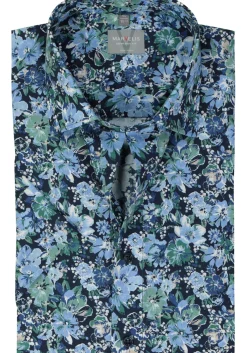 MARVELIS comfort fit overhemd, korte mouw, popeline, groen dessin