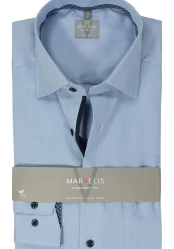 MARVELIS comfort fit overhemd, structuur, lichtblauw