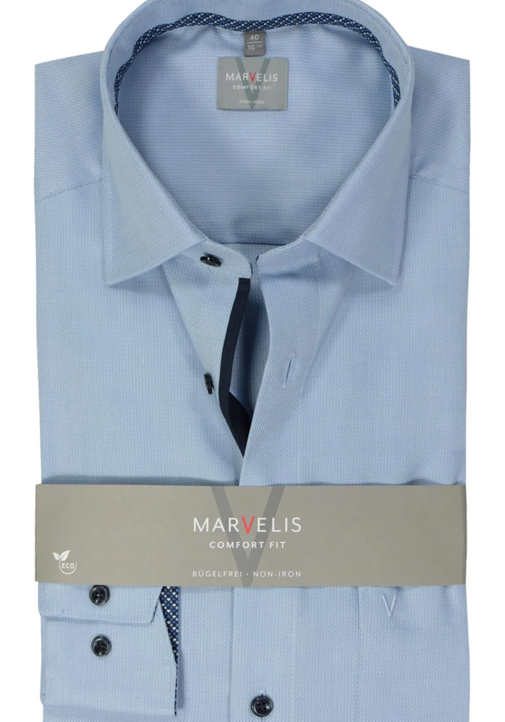 MARVELIS comfort fit overhemd, structuur, lichtblauw