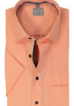 MARVELIS comfort fit overhemd, korte mouw, structuur, zalm oranje