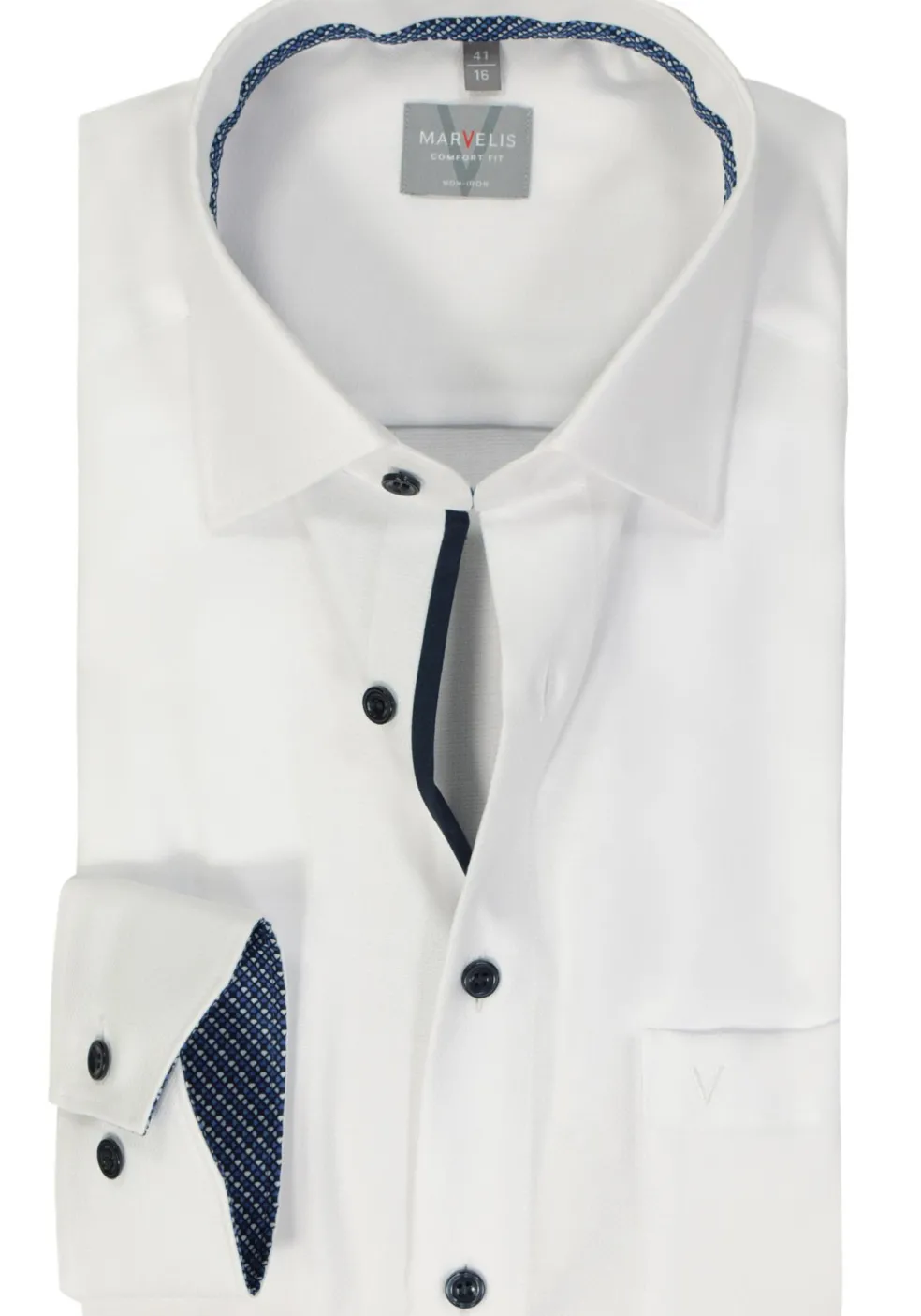 MARVELIS comfort fit overhemd, structuur, wit