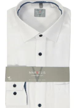 MARVELIS comfort fit overhemd, structuur, wit