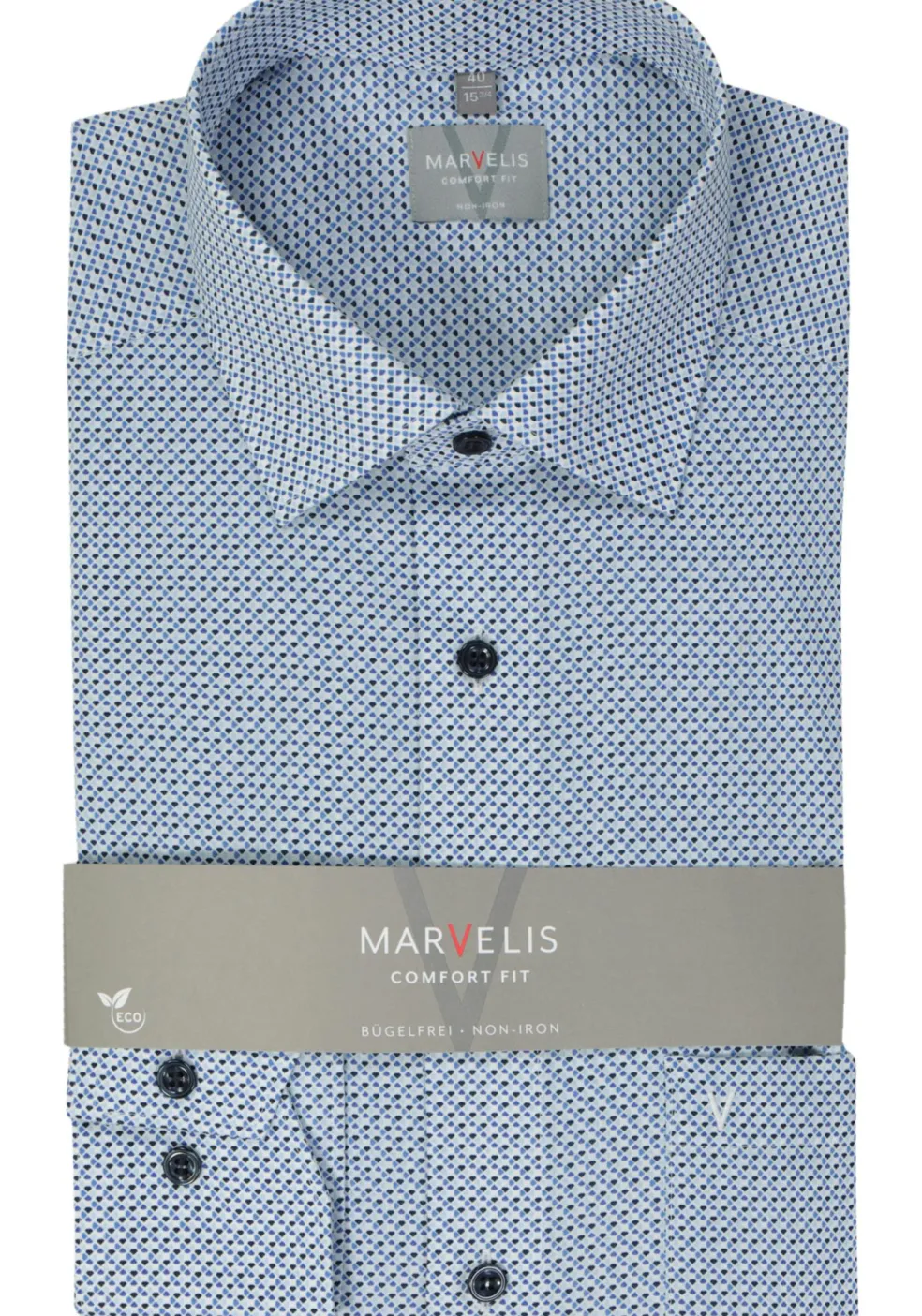 MARVELIS comfort fit overhemd, popeline, lichtblauw dessin