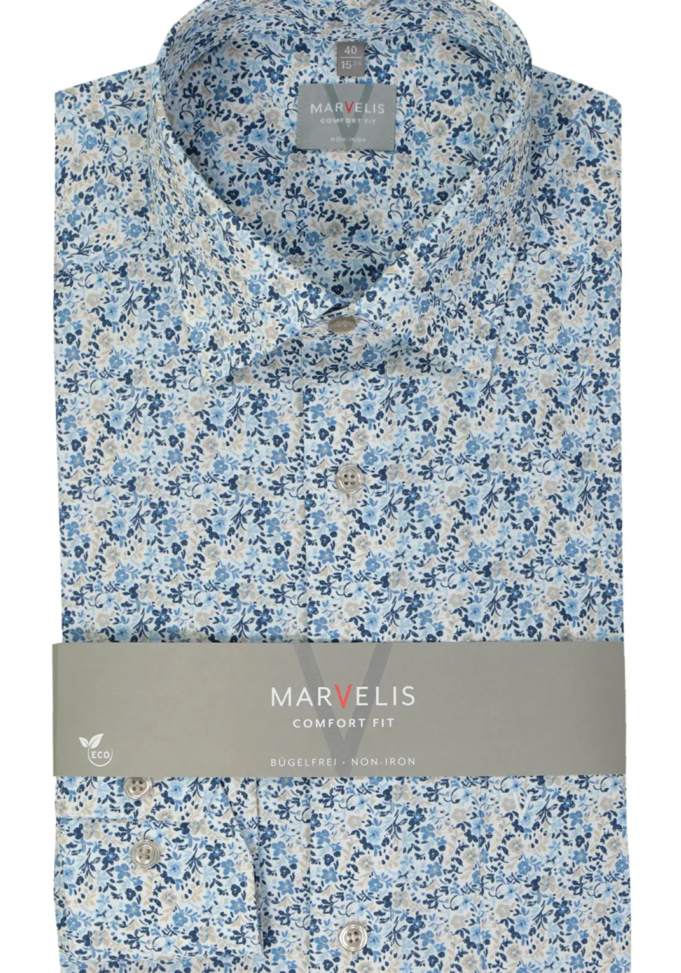 MARVELIS comfort fit overhemd, popeline, lichtblauw dessin