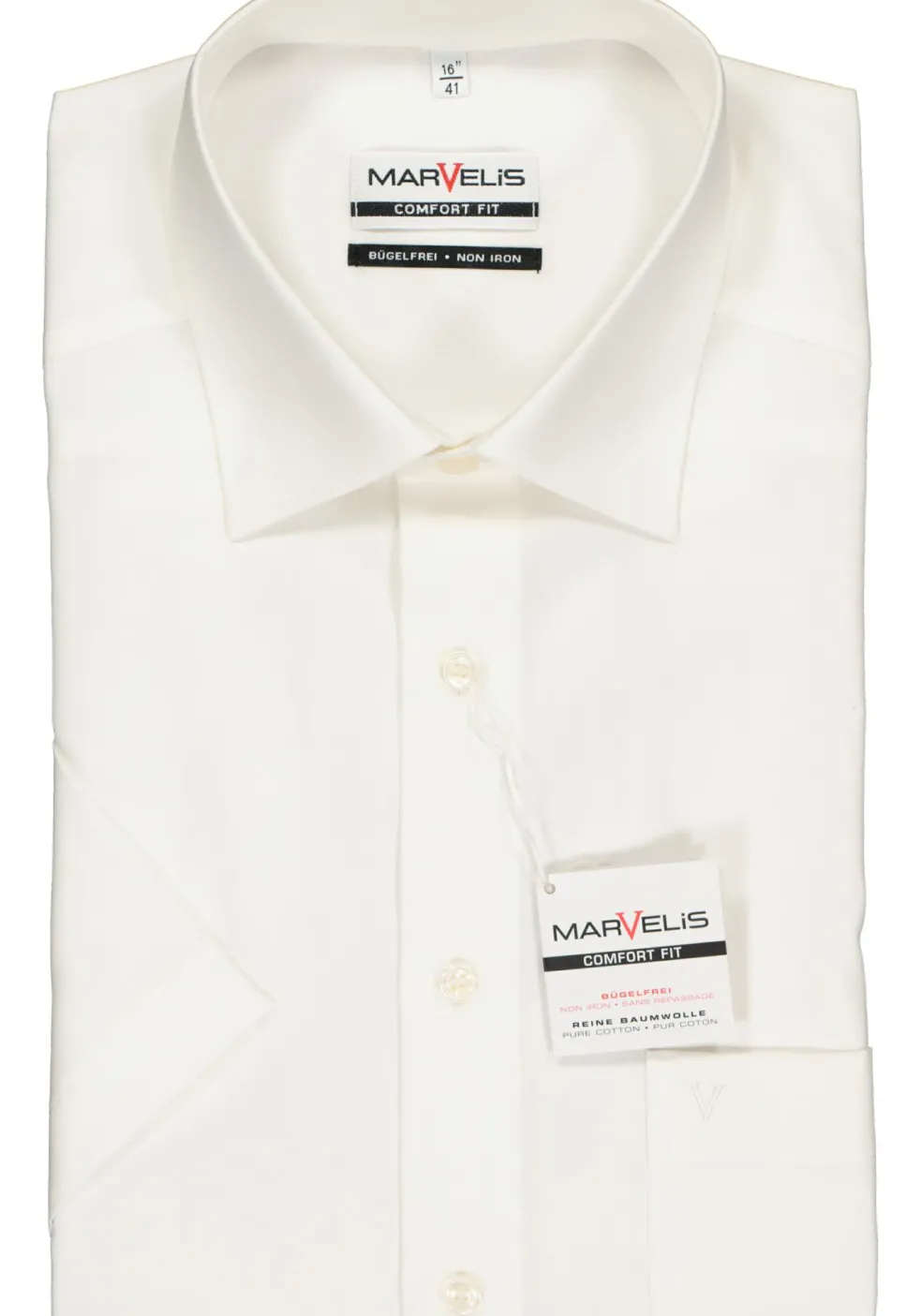 MARVELIS comfort fit overhemd, korte mouw, beige