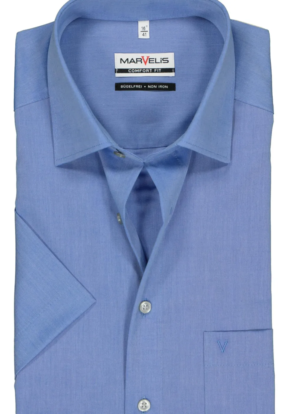 MARVELIS comfort fit overhemd, korte mouw, blauw