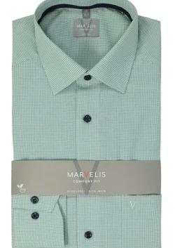 MARVELIS comfort fit overhemd, popeline, kristalgroen geruit