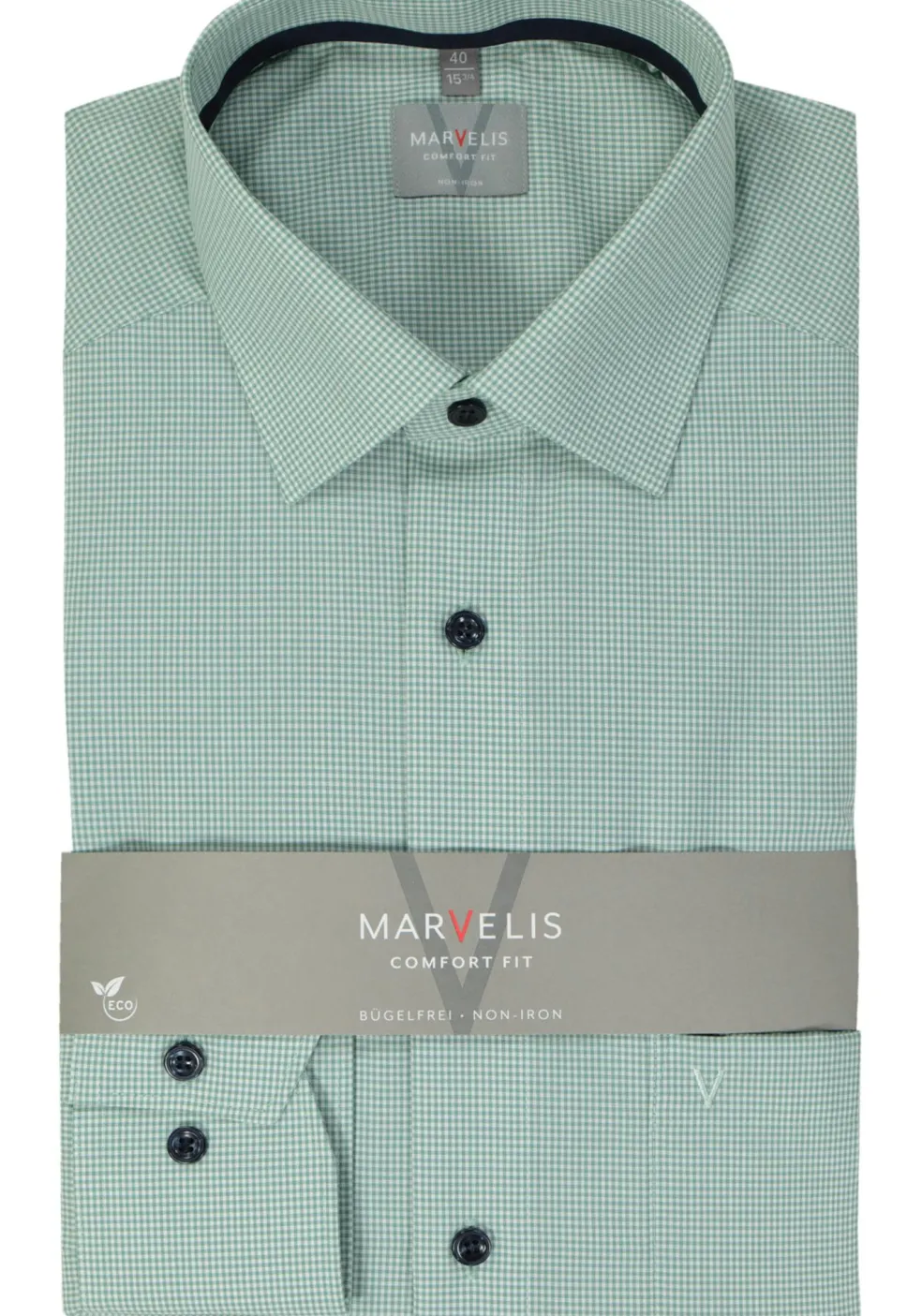 MARVELIS comfort fit overhemd, popeline, kristalgroen geruit
