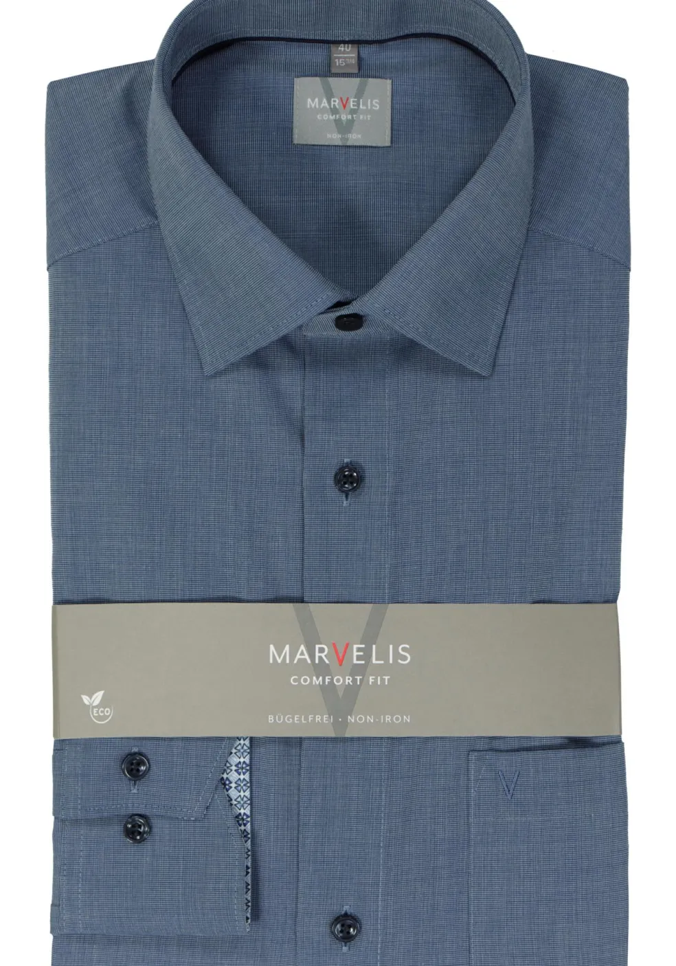 MARVELIS comfort fit overhemd, popeline, nachtblauw
