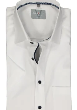 MARVELIS comfort fit overhemd, korte mouw, structuur, wit