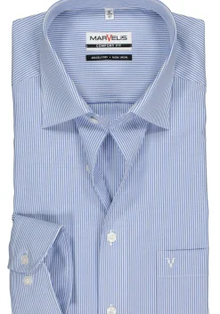 MARVELIS comfort fit overhemd, blauw met wit gestreept