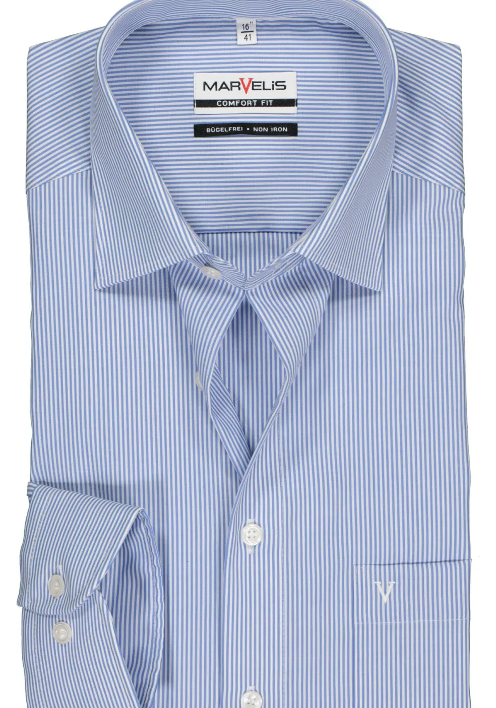 MARVELIS comfort fit overhemd, blauw met wit gestreept