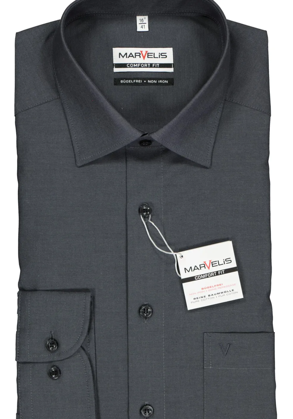 MARVELIS comfort fit overhemd, antraciet grijs