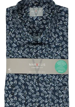 MARVELIS comfort fit overhemd, popeline, donkerblauw dessin