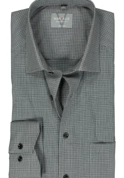 MARVELIS comfort fit overhemd, popeline, zwart geruit
