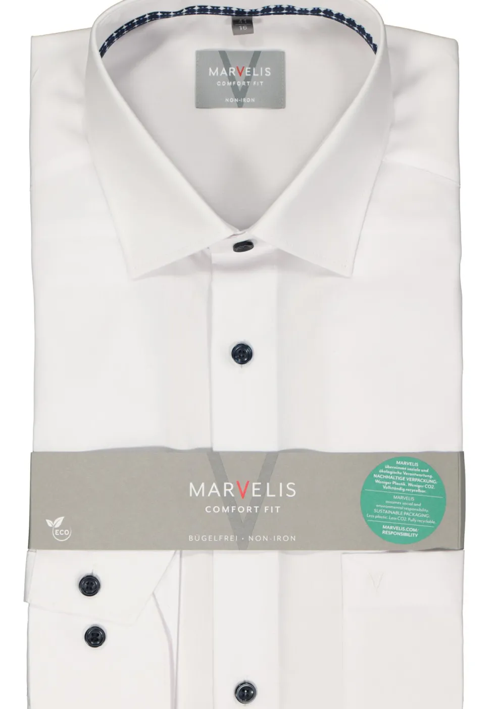 MARVELIS comfort fit overhemd, popeline, wit