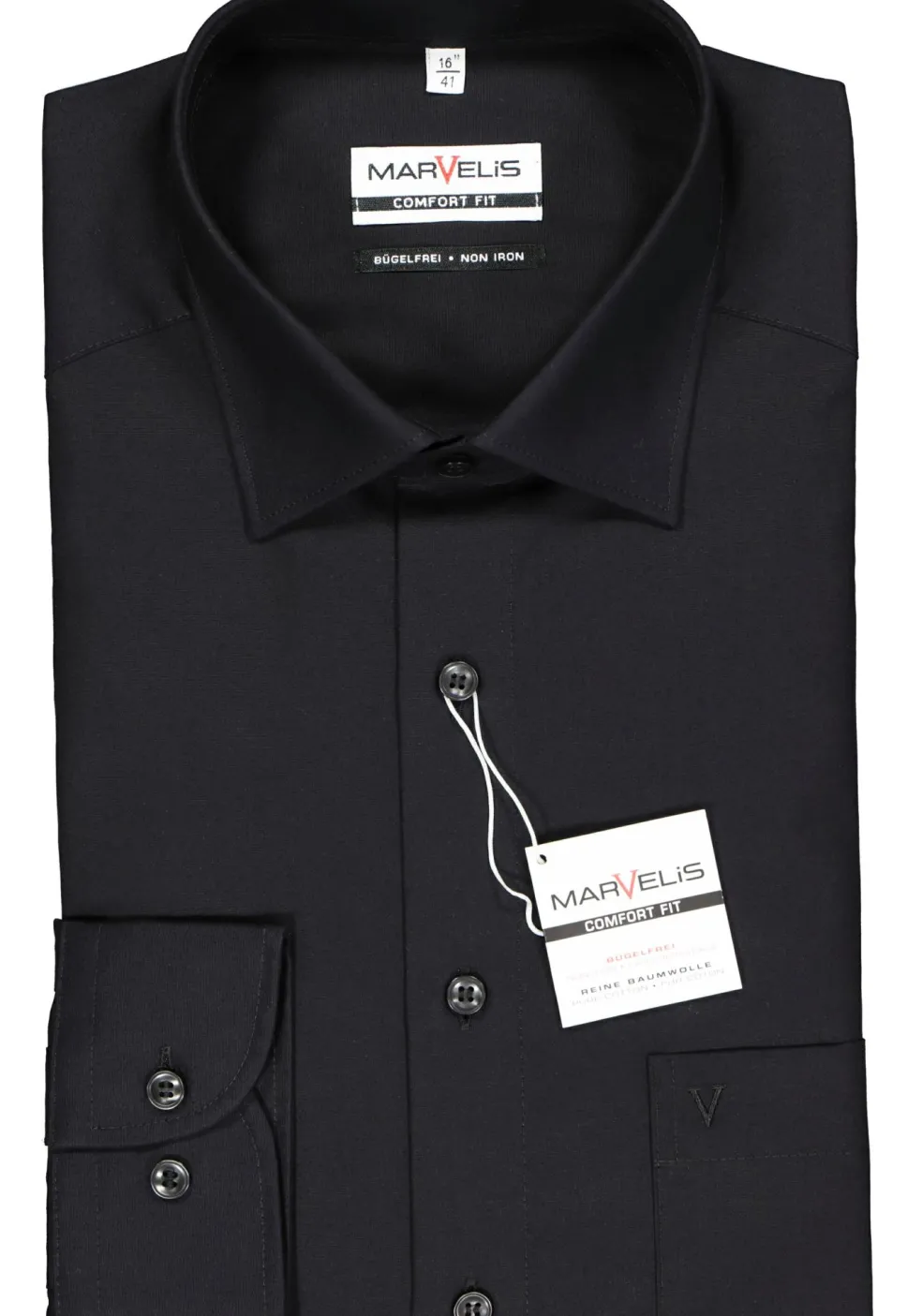 MARVELIS comfort fit overhemd, zwart