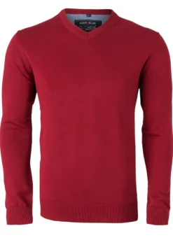 MARVELIS heren trui katoen, V-hals, rood