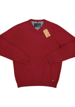 MARVELIS heren trui katoen, V-hals, rood