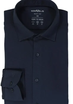 MARVELIS jersey body fit overhemd, donkerblauw tricot