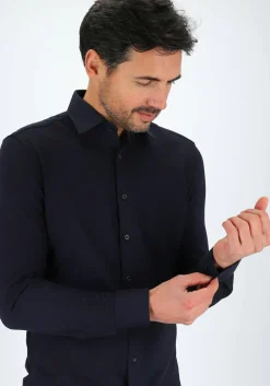 MARVELIS jersey body fit overhemd, donkerblauw tricot