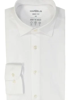 MARVELIS jersey body fit overhemd, wit tricot