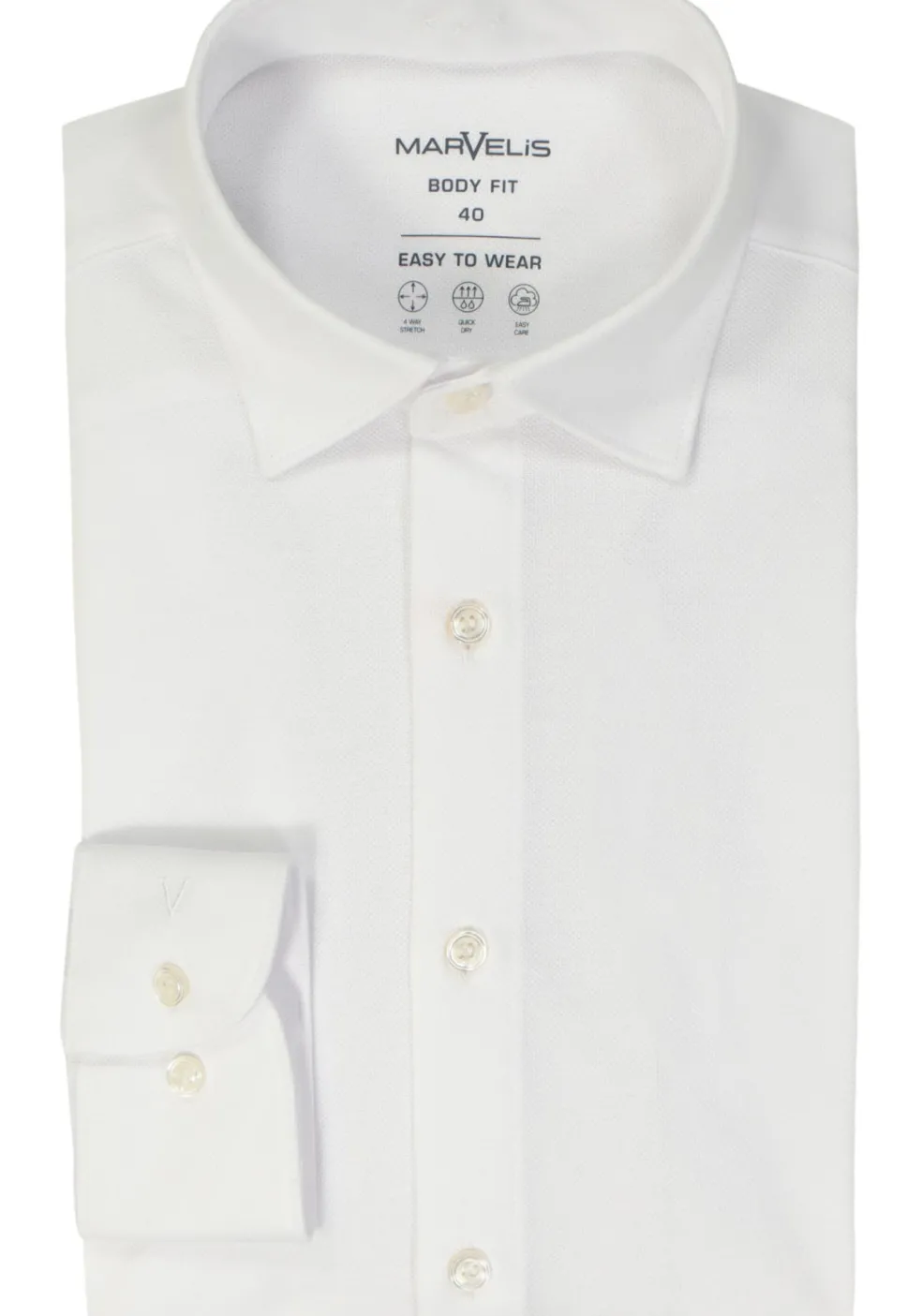 MARVELIS jersey body fit overhemd, wit tricot