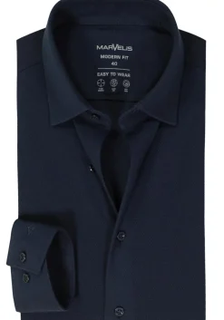 MARVELIS jersey modern fit overhemd, donkerblauw tricot