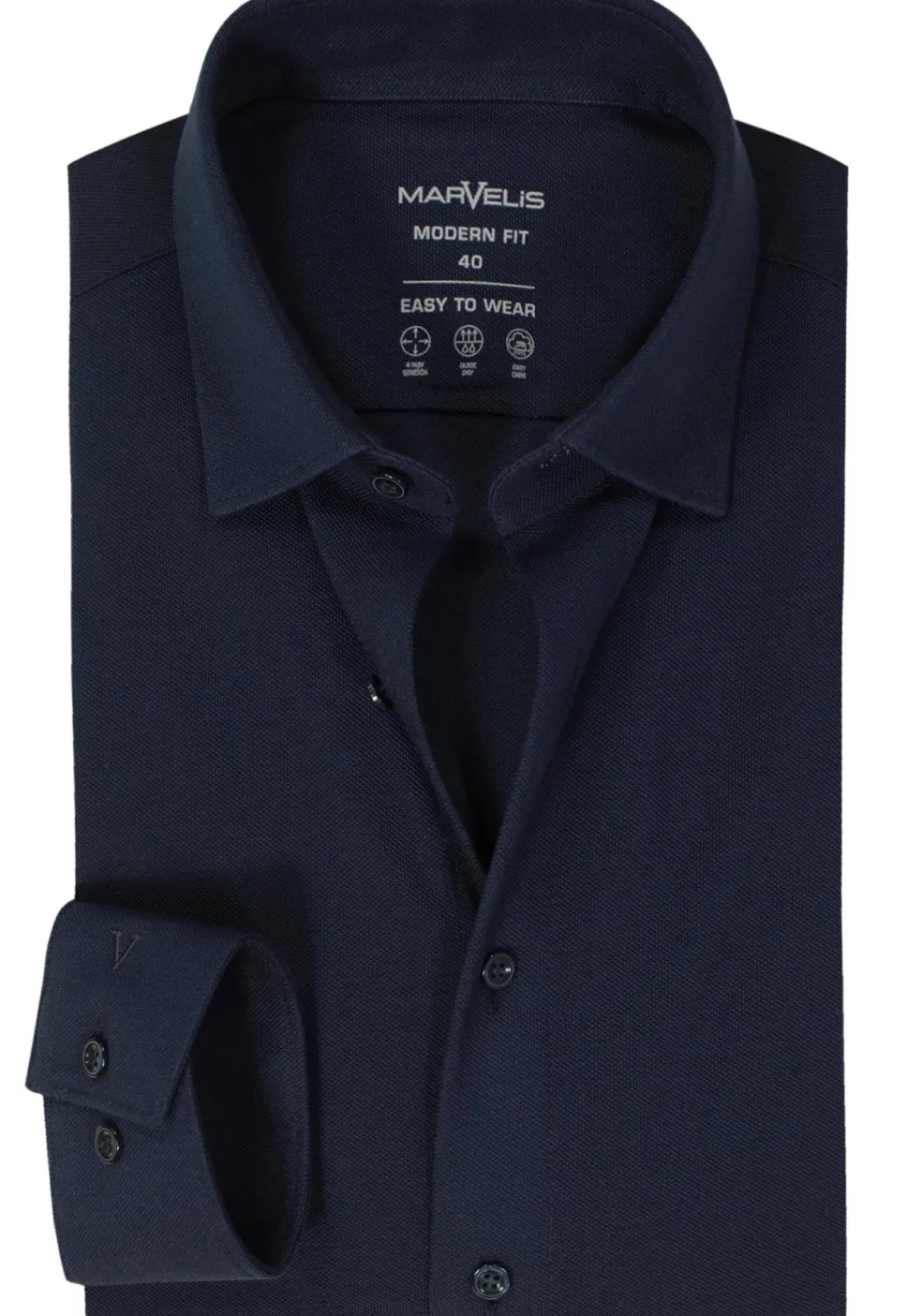 MARVELIS jersey modern fit overhemd, donkerblauw tricot