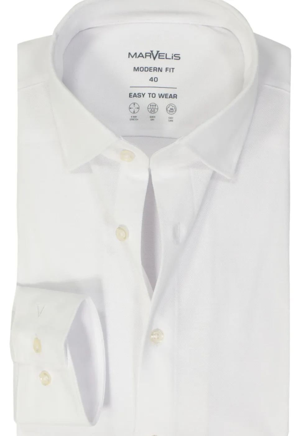 MARVELIS jersey modern fit overhemd, wit tricot