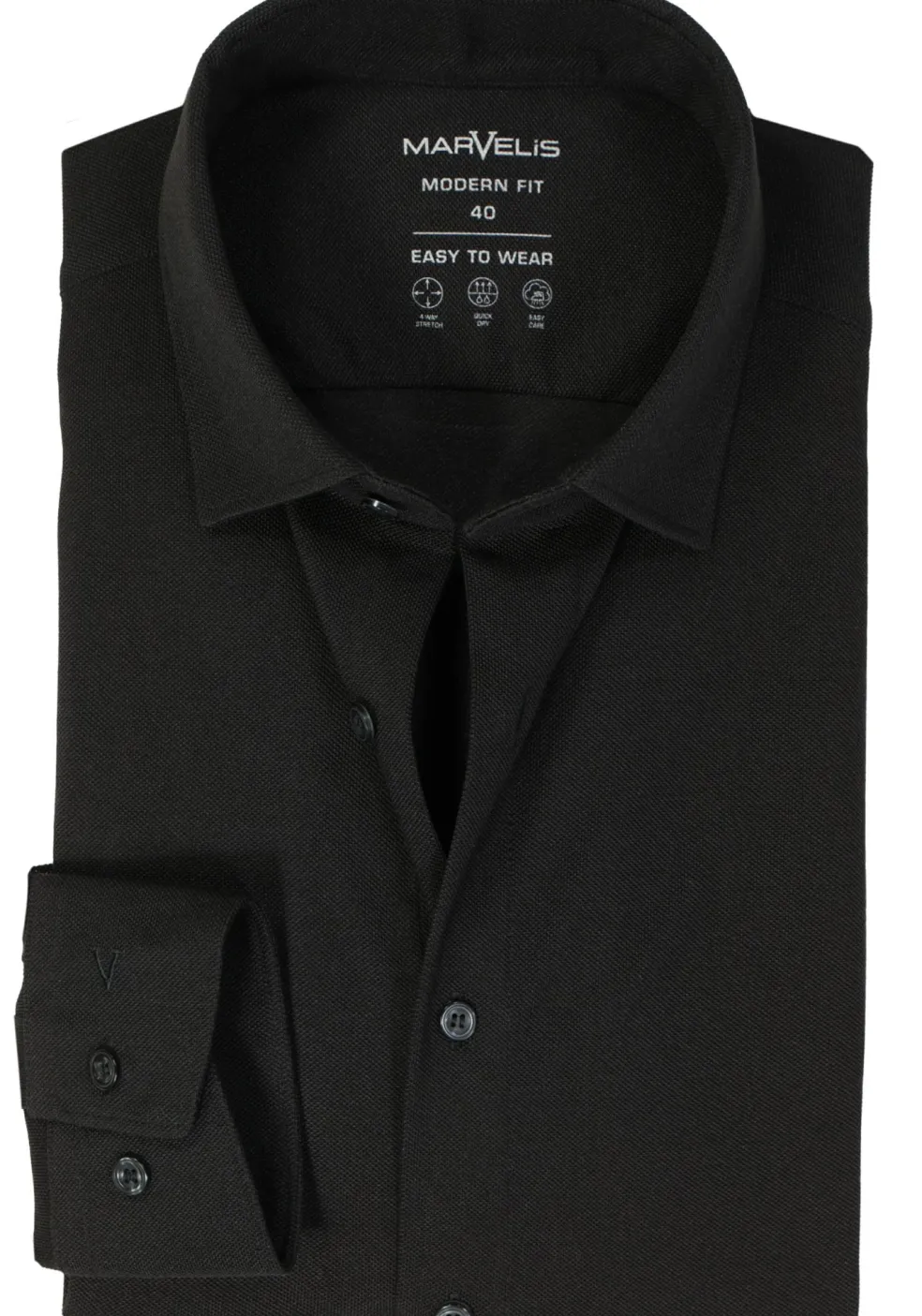 MARVELIS jersey modern fit overhemd, zwart tricot
