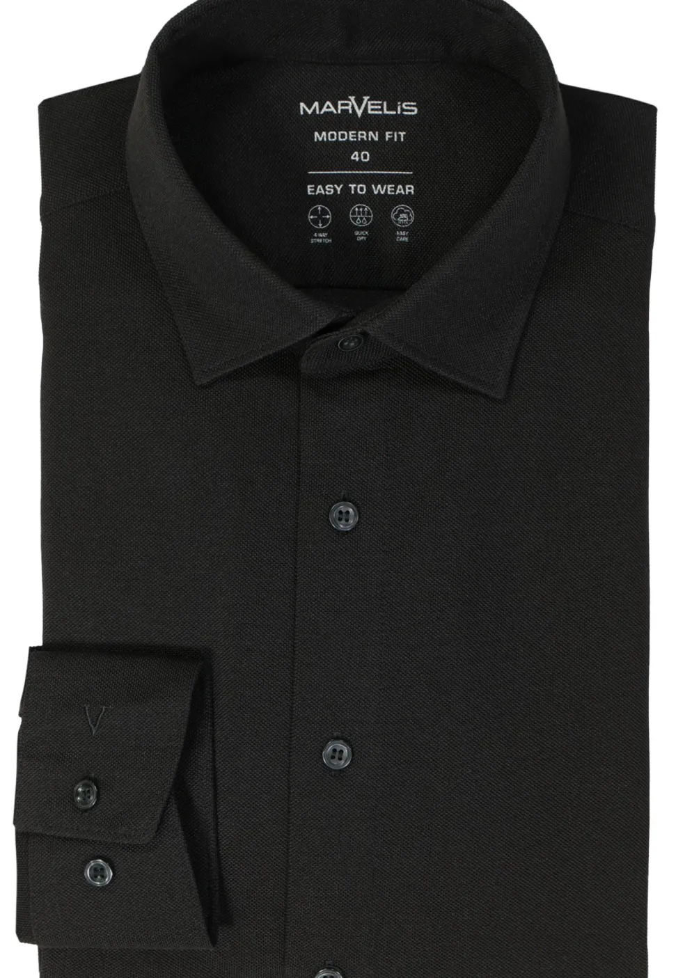 MARVELIS jersey modern fit overhemd, zwart tricot