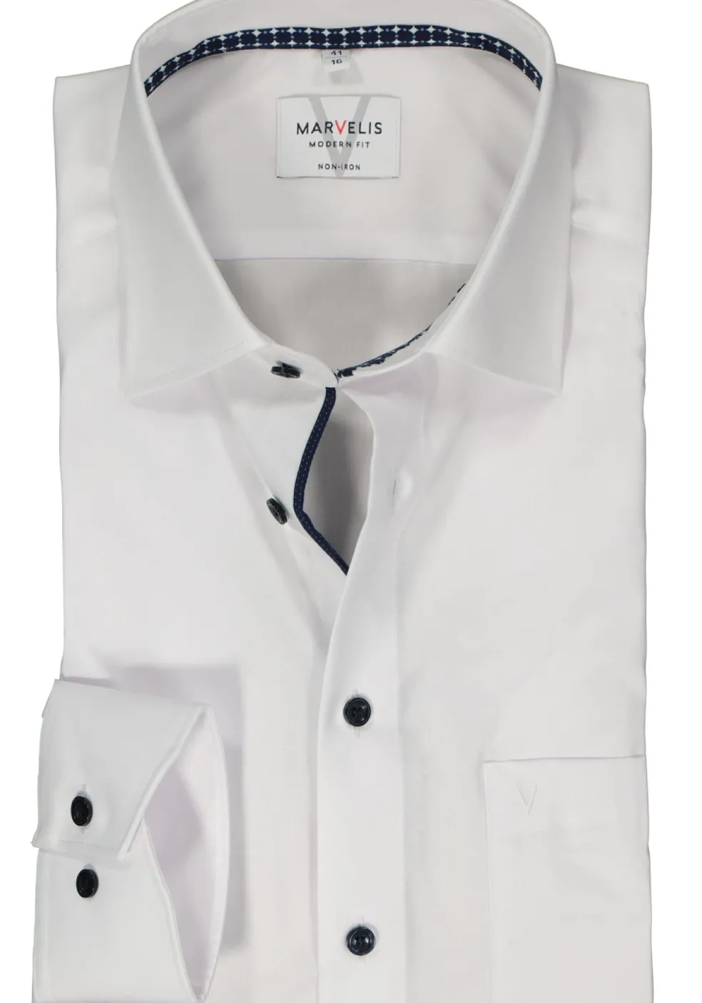 MARVELIS modern fit overhemd, mouwlengte 7, popeline, wit