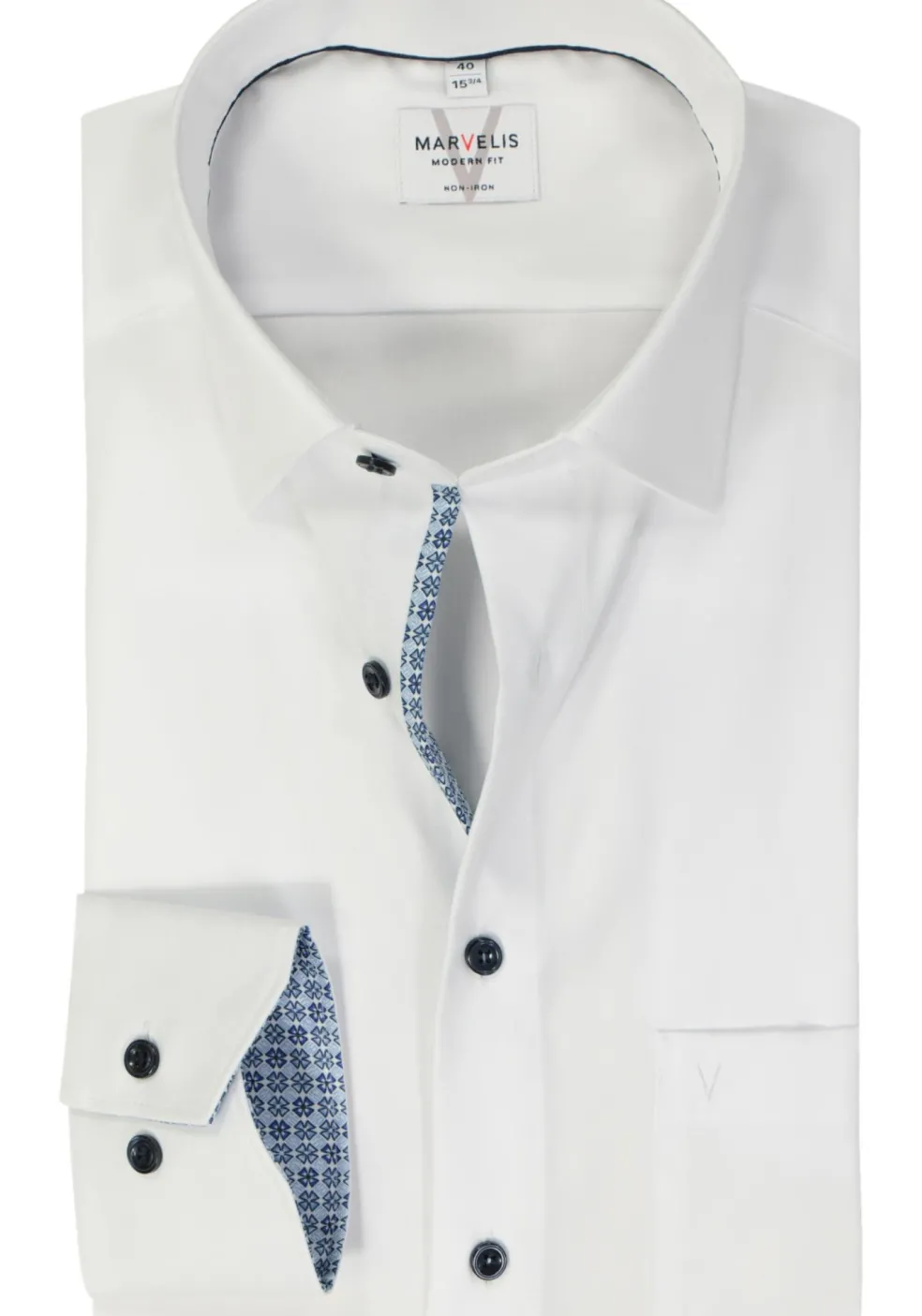 MARVELIS modern fit overhemd, fil a fil, wit
