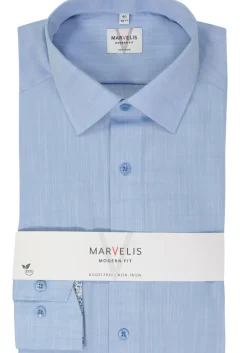 MARVELIS modern fit overhemd, popeline, lichtblauw