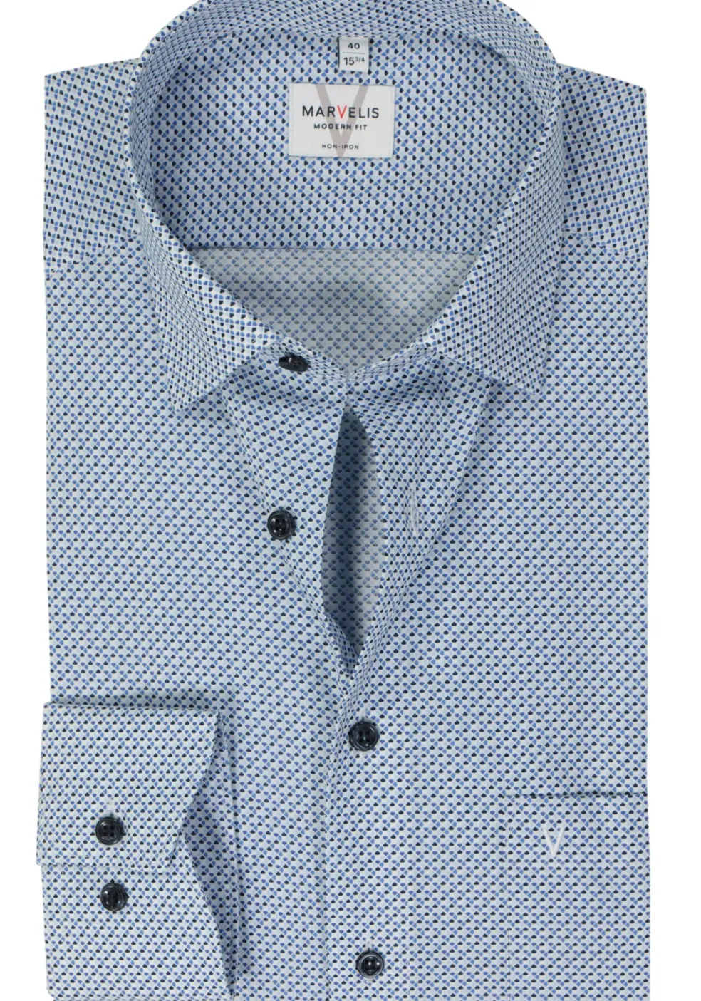 MARVELIS modern fit overhemd, popeline, lichtblauw dessin